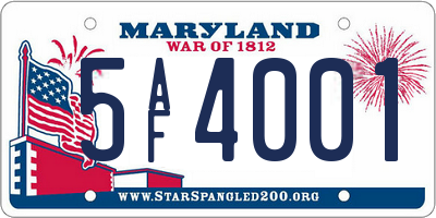 MD license plate 5AF4001