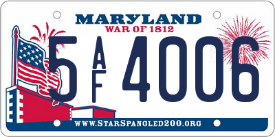 MD license plate 5AF4006