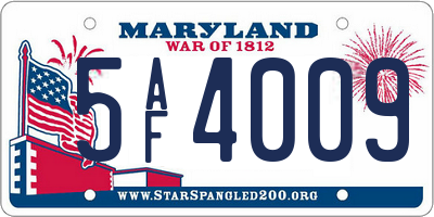 MD license plate 5AF4009