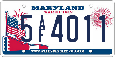 MD license plate 5AF4011