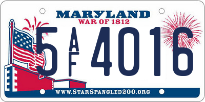 MD license plate 5AF4016
