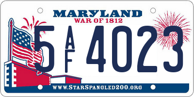 MD license plate 5AF4023