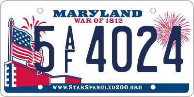 MD license plate 5AF4024