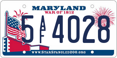 MD license plate 5AF4028