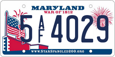 MD license plate 5AF4029