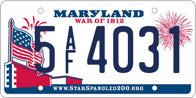 MD license plate 5AF4031