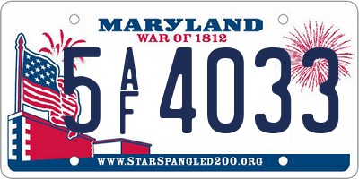 MD license plate 5AF4033