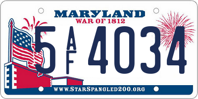 MD license plate 5AF4034