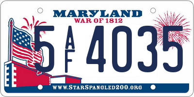 MD license plate 5AF4035
