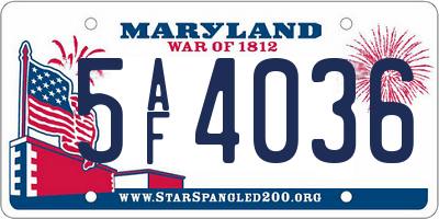 MD license plate 5AF4036