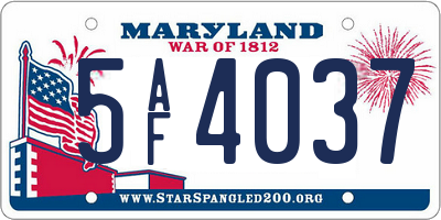 MD license plate 5AF4037