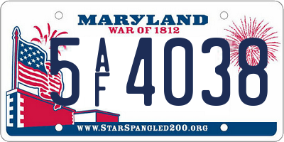 MD license plate 5AF4038