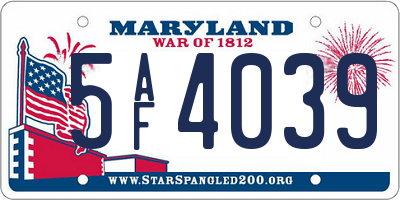 MD license plate 5AF4039