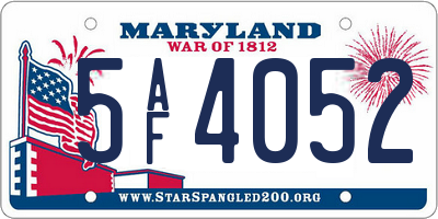 MD license plate 5AF4052