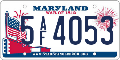 MD license plate 5AF4053