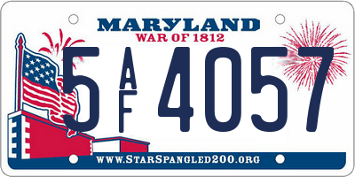 MD license plate 5AF4057