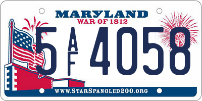 MD license plate 5AF4058