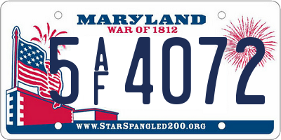 MD license plate 5AF4072