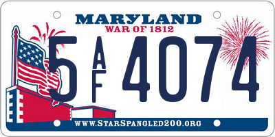 MD license plate 5AF4074