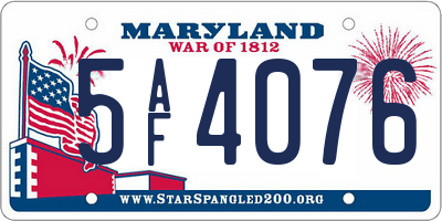 MD license plate 5AF4076