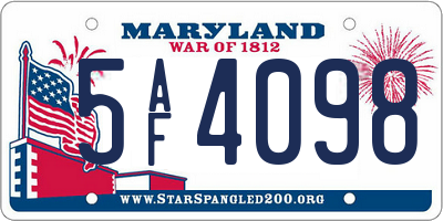 MD license plate 5AF4098