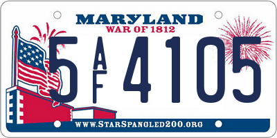 MD license plate 5AF4105