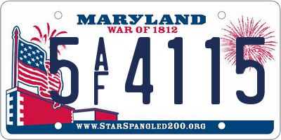 MD license plate 5AF4115