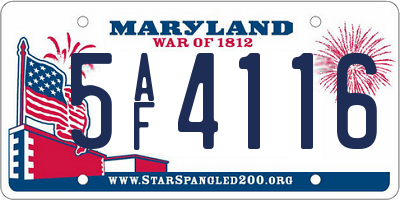 MD license plate 5AF4116
