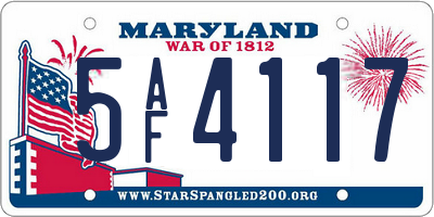 MD license plate 5AF4117