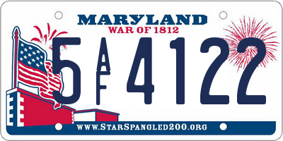MD license plate 5AF4122