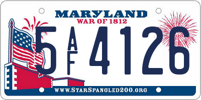 MD license plate 5AF4126