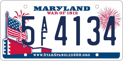 MD license plate 5AF4134