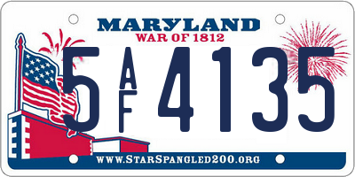 MD license plate 5AF4135