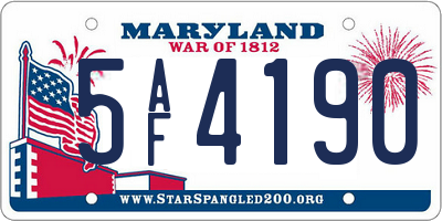 MD license plate 5AF4190