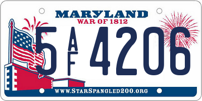 MD license plate 5AF4206