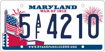 MD license plate 5AF4210