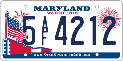 MD license plate 5AF4212