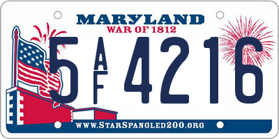 MD license plate 5AF4216