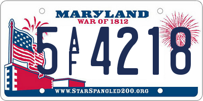 MD license plate 5AF4218