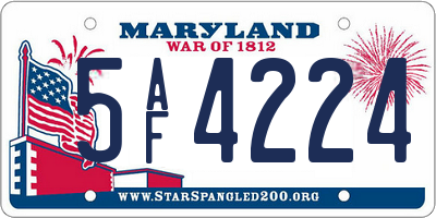MD license plate 5AF4224