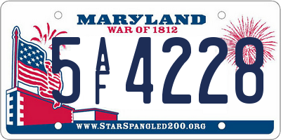 MD license plate 5AF4228