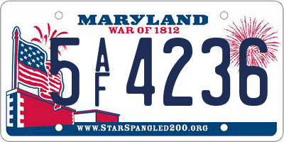 MD license plate 5AF4236