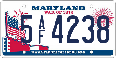 MD license plate 5AF4238