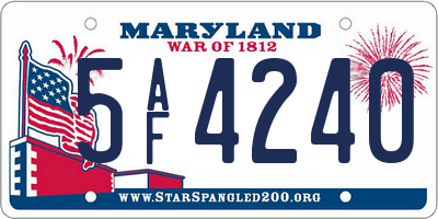 MD license plate 5AF4240