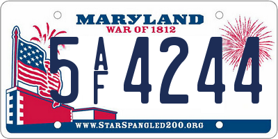 MD license plate 5AF4244