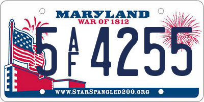 MD license plate 5AF4255