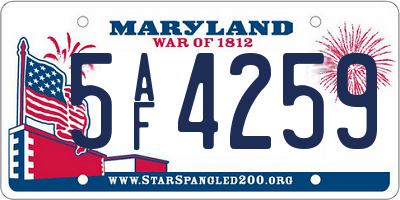 MD license plate 5AF4259