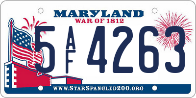 MD license plate 5AF4263