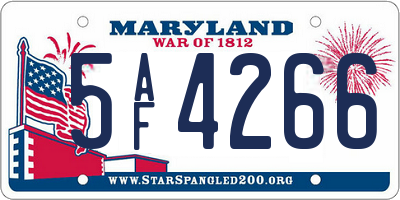 MD license plate 5AF4266