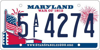 MD license plate 5AF4274